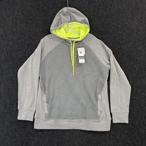 Adidas Ultimate Hoodie Men's XL Gray Neon Yellow Fleece ClimaWarm Soccer